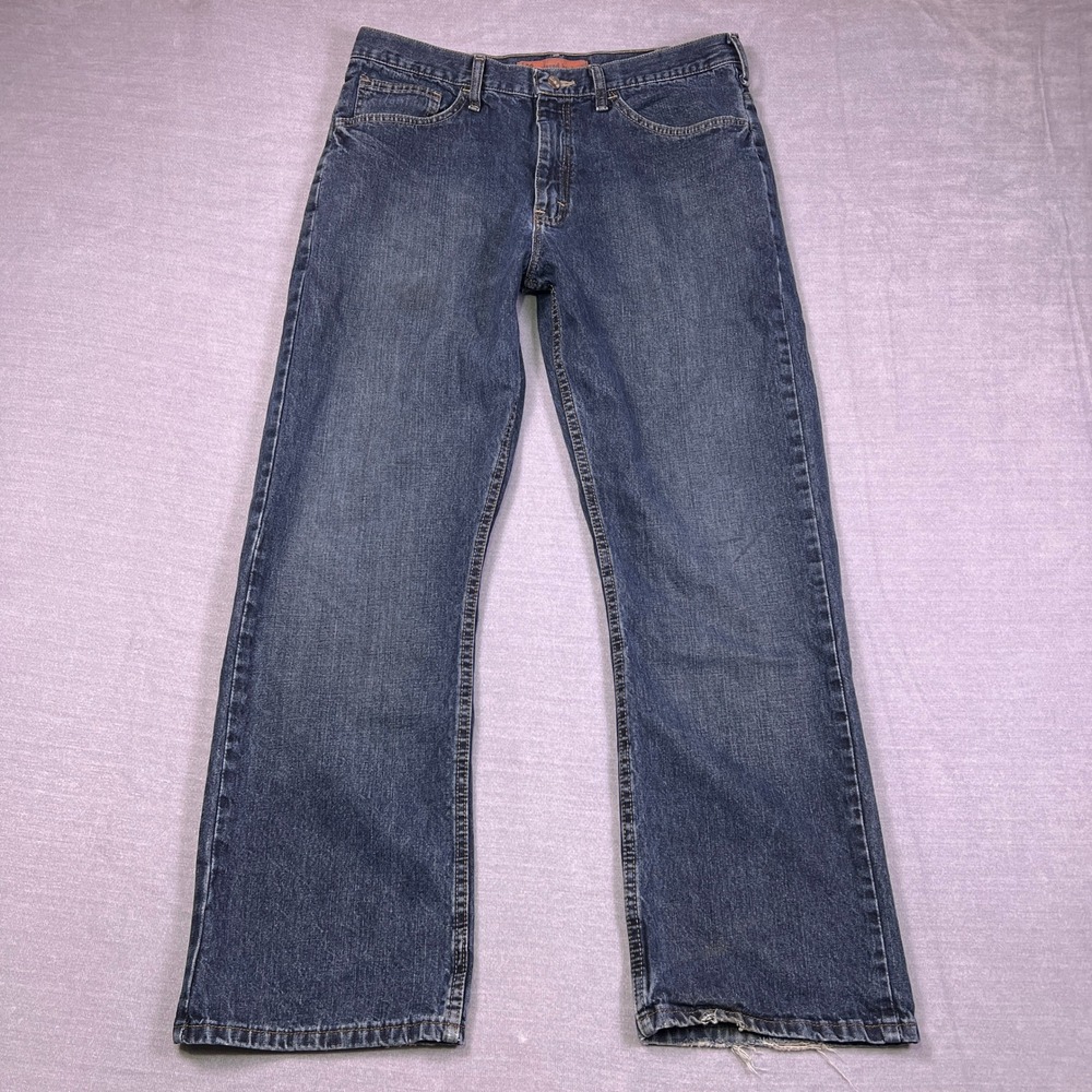 Lee Y2K Dungarees Relaxed Bootcut Mid Rise Jeans Mens 34x30 Blue Cotton Denim